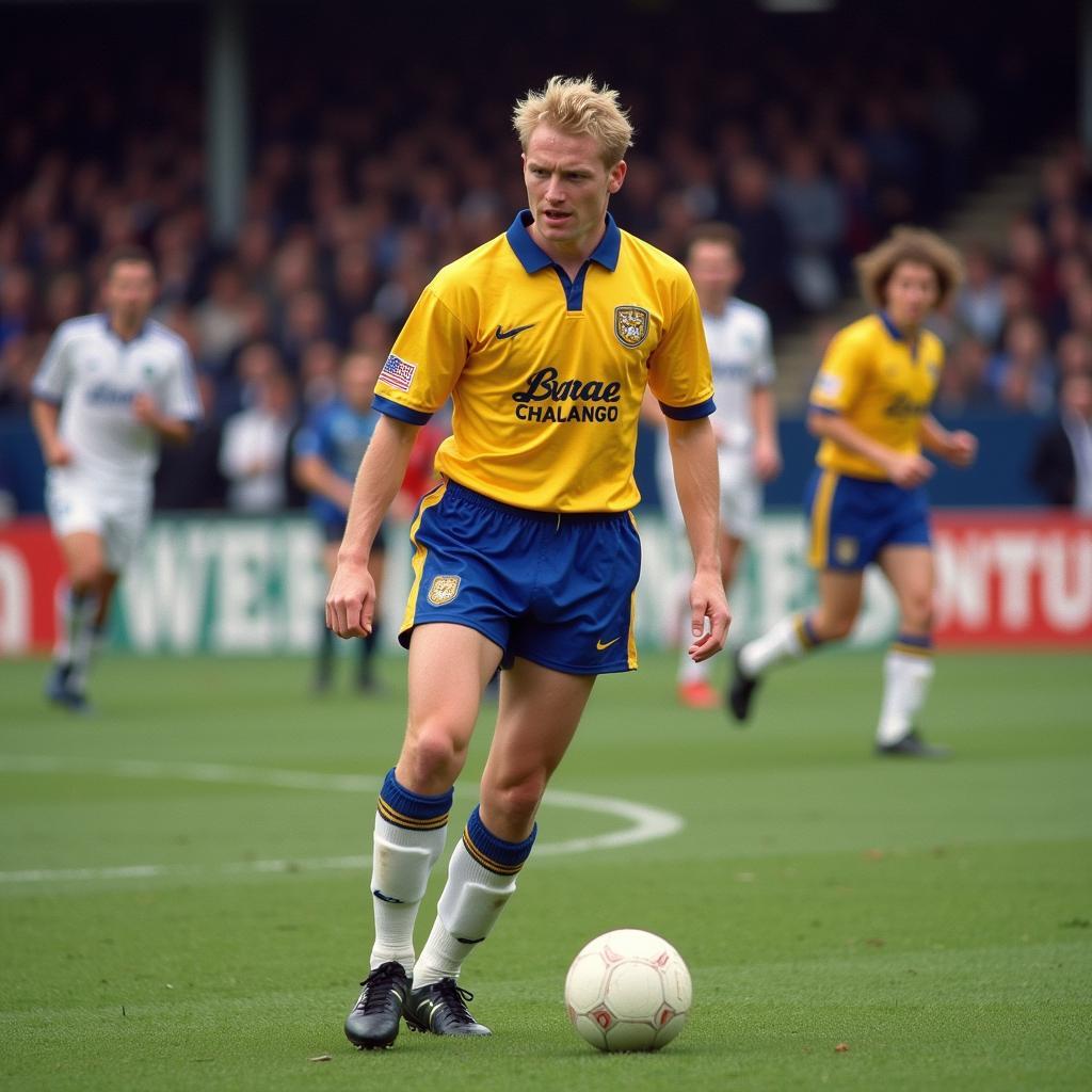 Alf-Inge Haaland playing for Leeds United