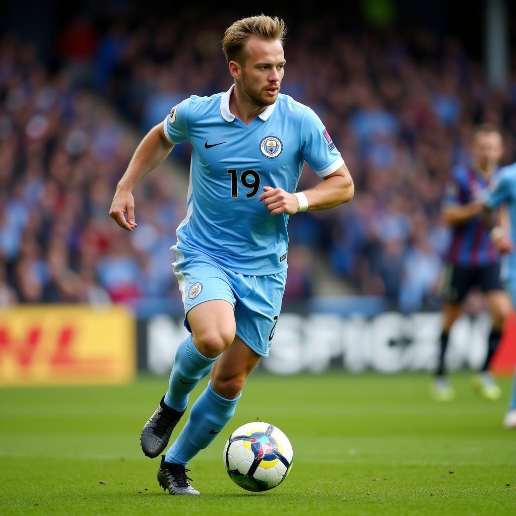 Alf Inge Haaland in a Manchester City kit with the number 19.