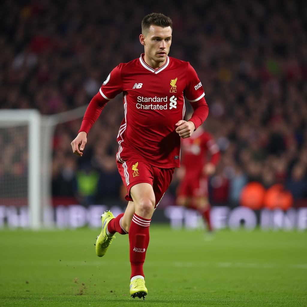 Andrew Robertson in action as Liverpool's left-back