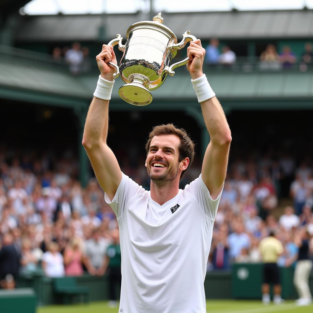 Andy Murray celebrating his Wimbledon victory