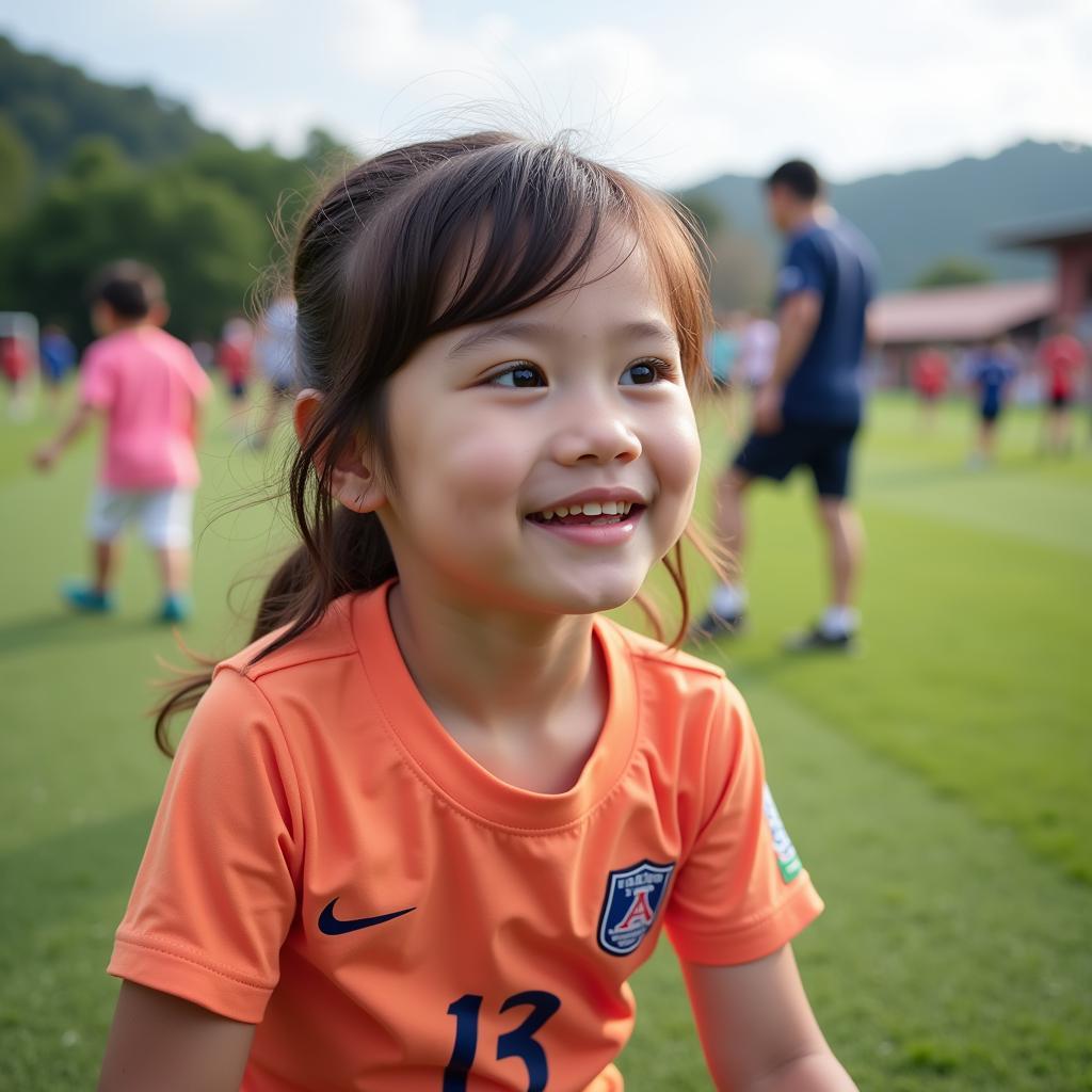 Anh Duc's Daughter at a Football Field