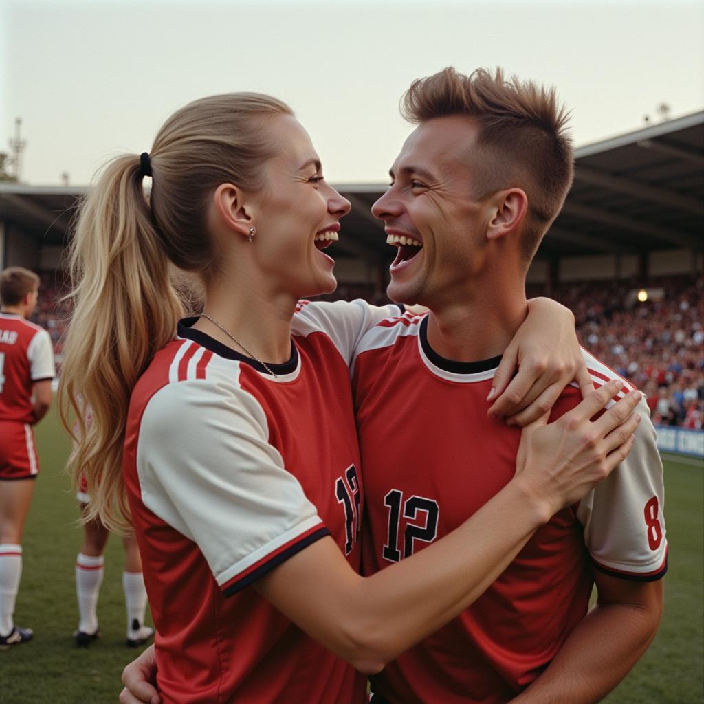 Anita and Erling Haaland Celebrating