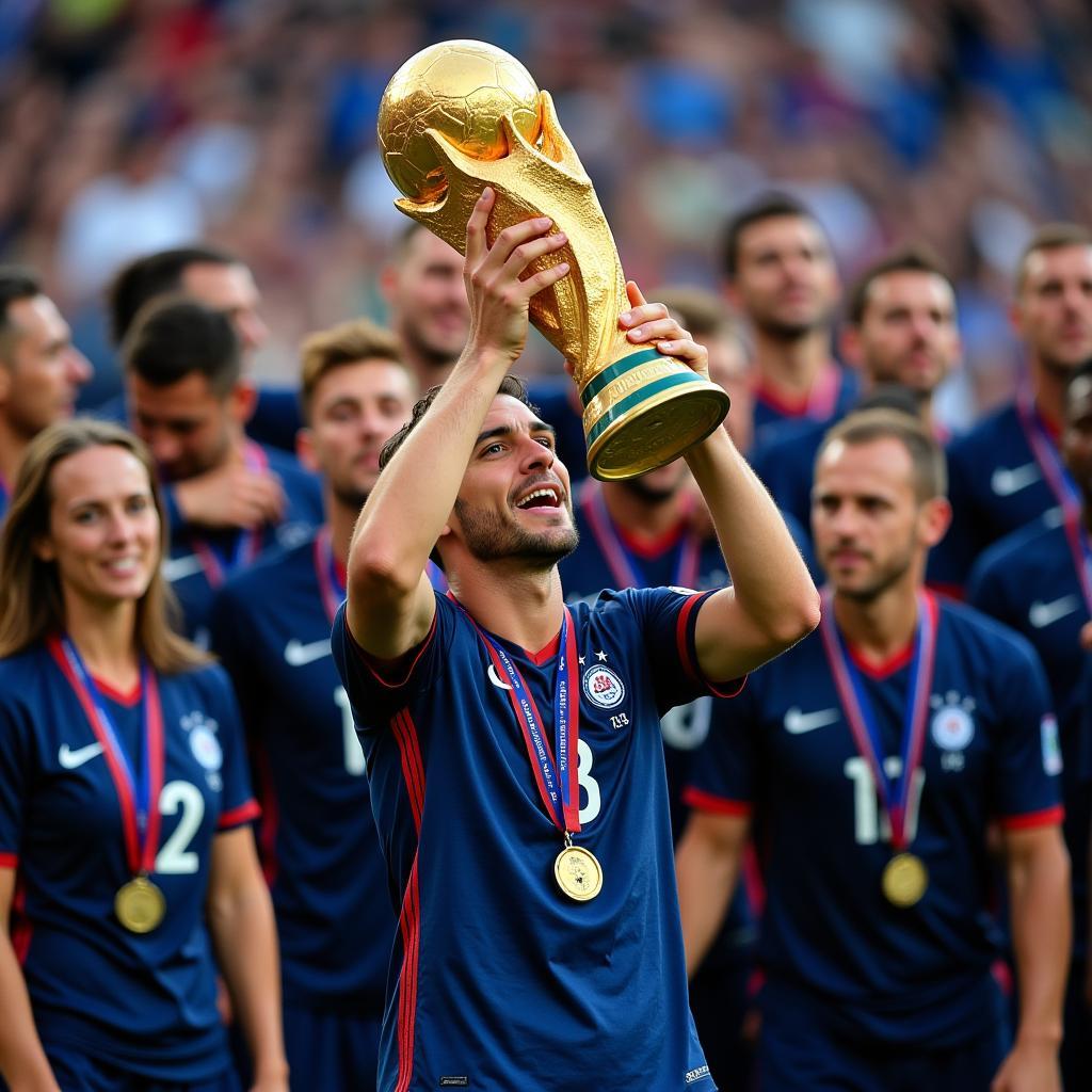 Antoine Griezmann celebrating winning the World Cup