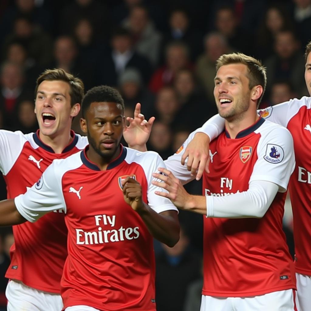 Arsenal Players Celebrating Champions League Qualification in 2013