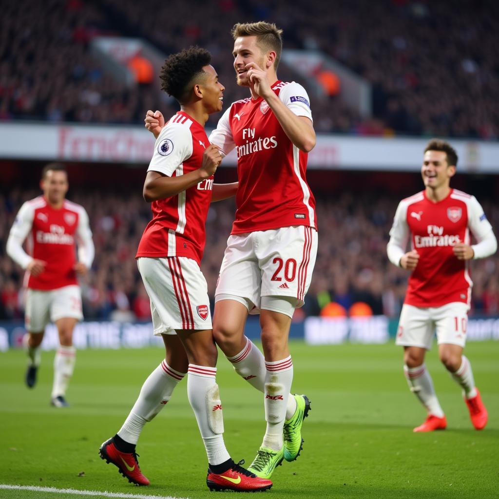 Arsenal's Young Players Celebrating a Goal