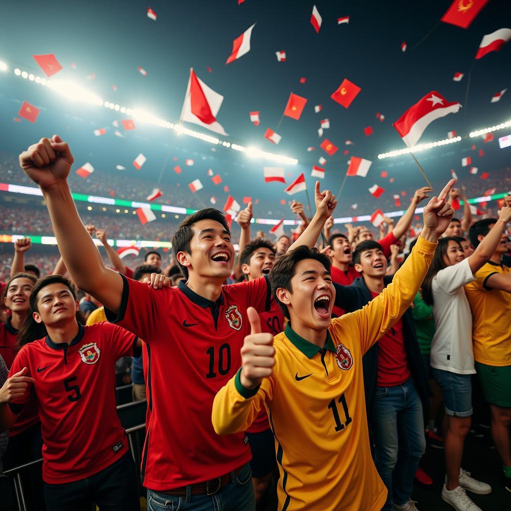 Asian Football Fans Celebrating