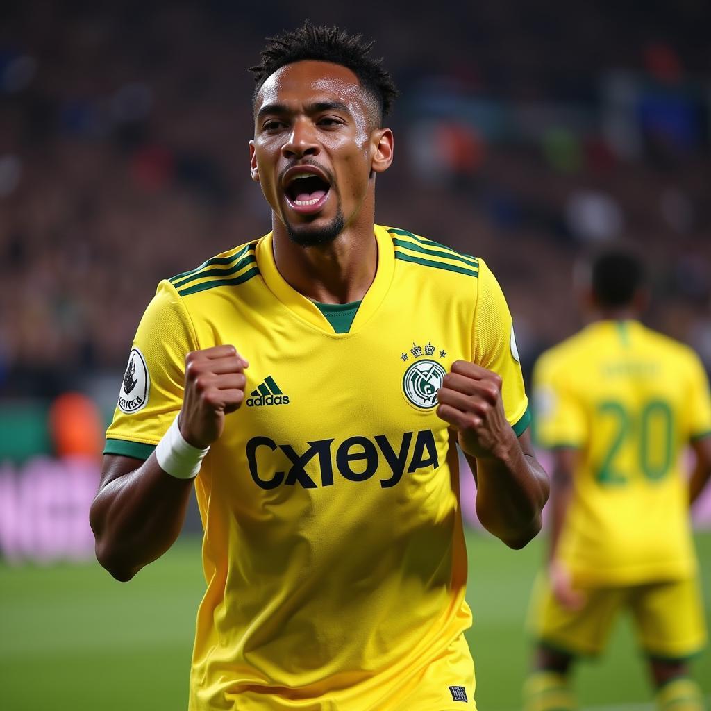 Pierre-Emerick Aubameyang celebrating a goal after an impressive sprint