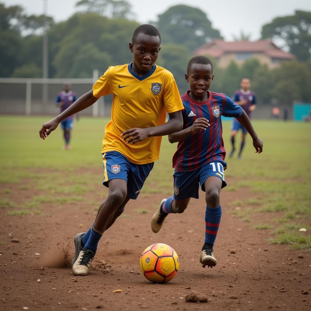 Ba player showing skills on a local pitch