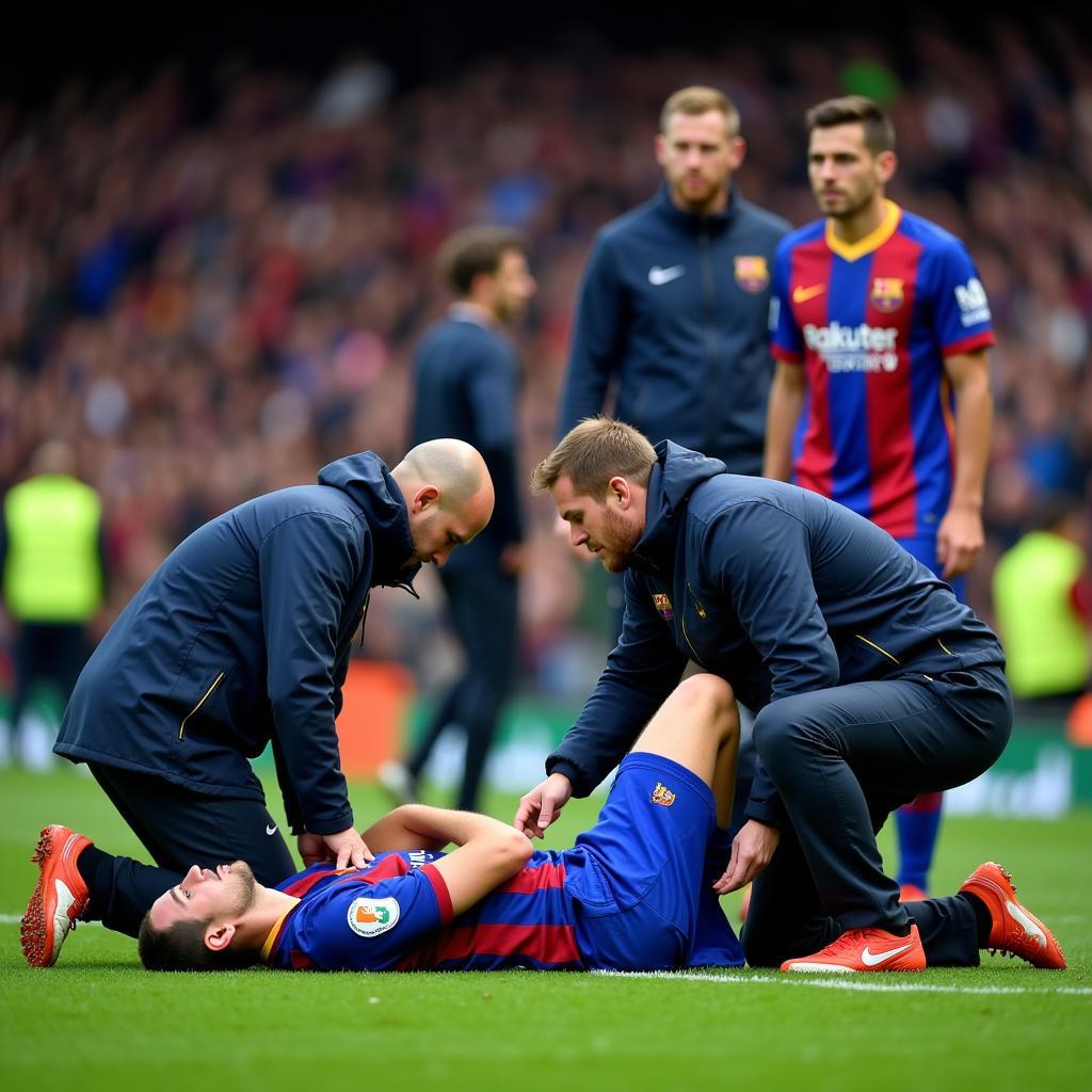 Barcelona player injured during a match