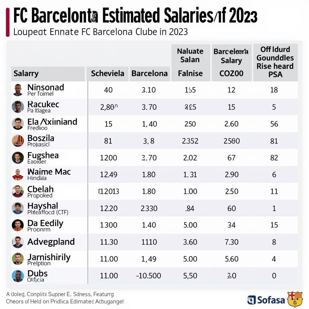 FC Barcelona Players Salaries Chart 2023