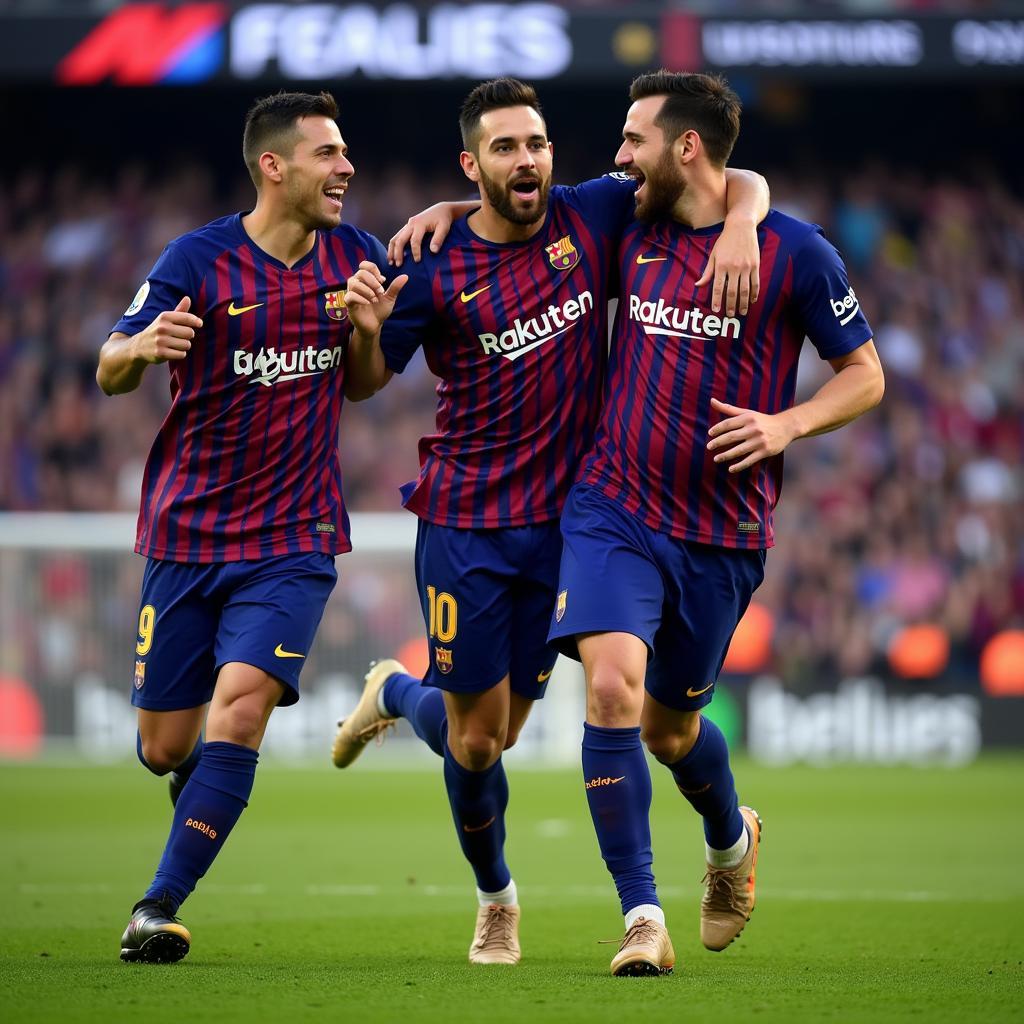 Barcelona Players Celebrating a Goal