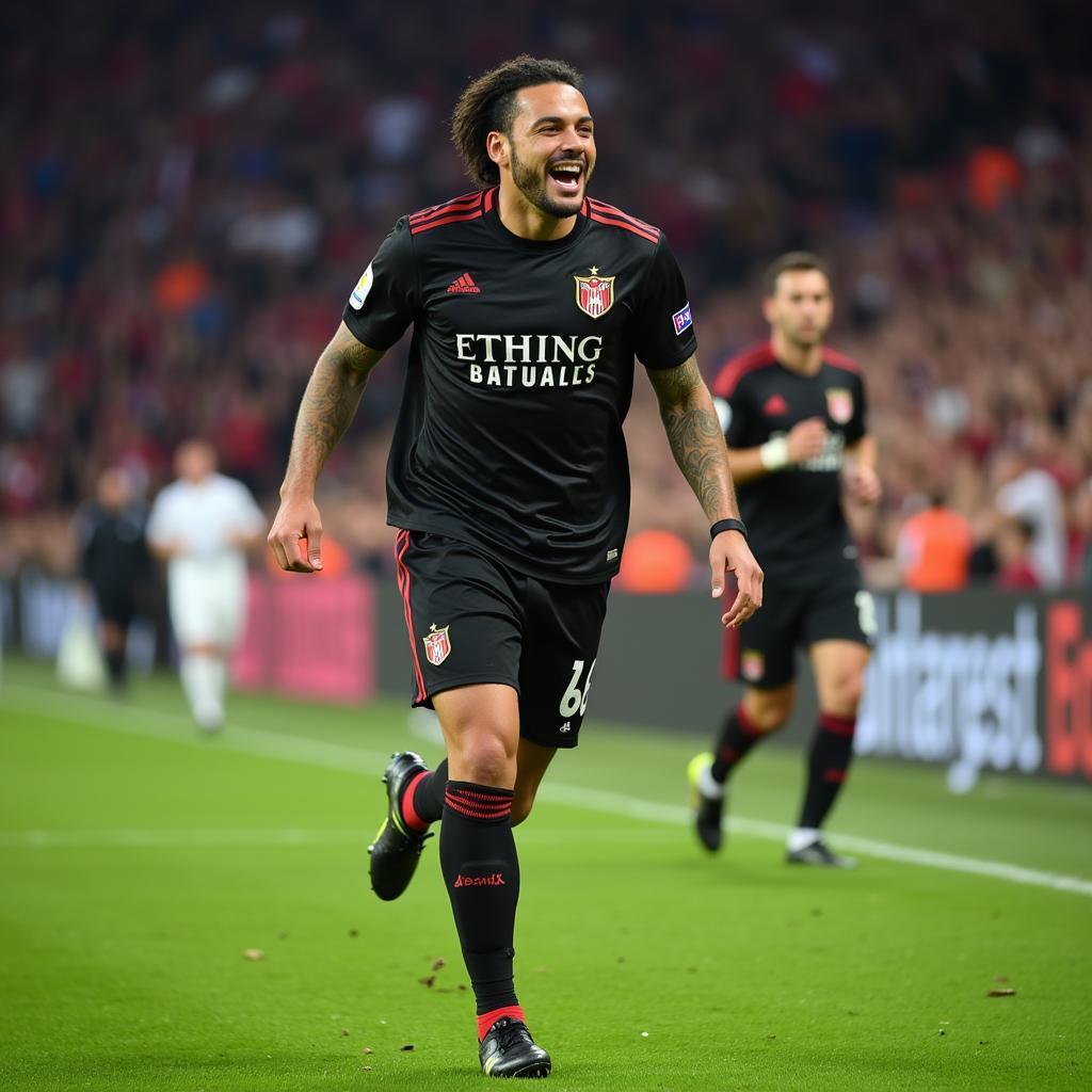 Ben Arfa celebrating a goal with his teammates