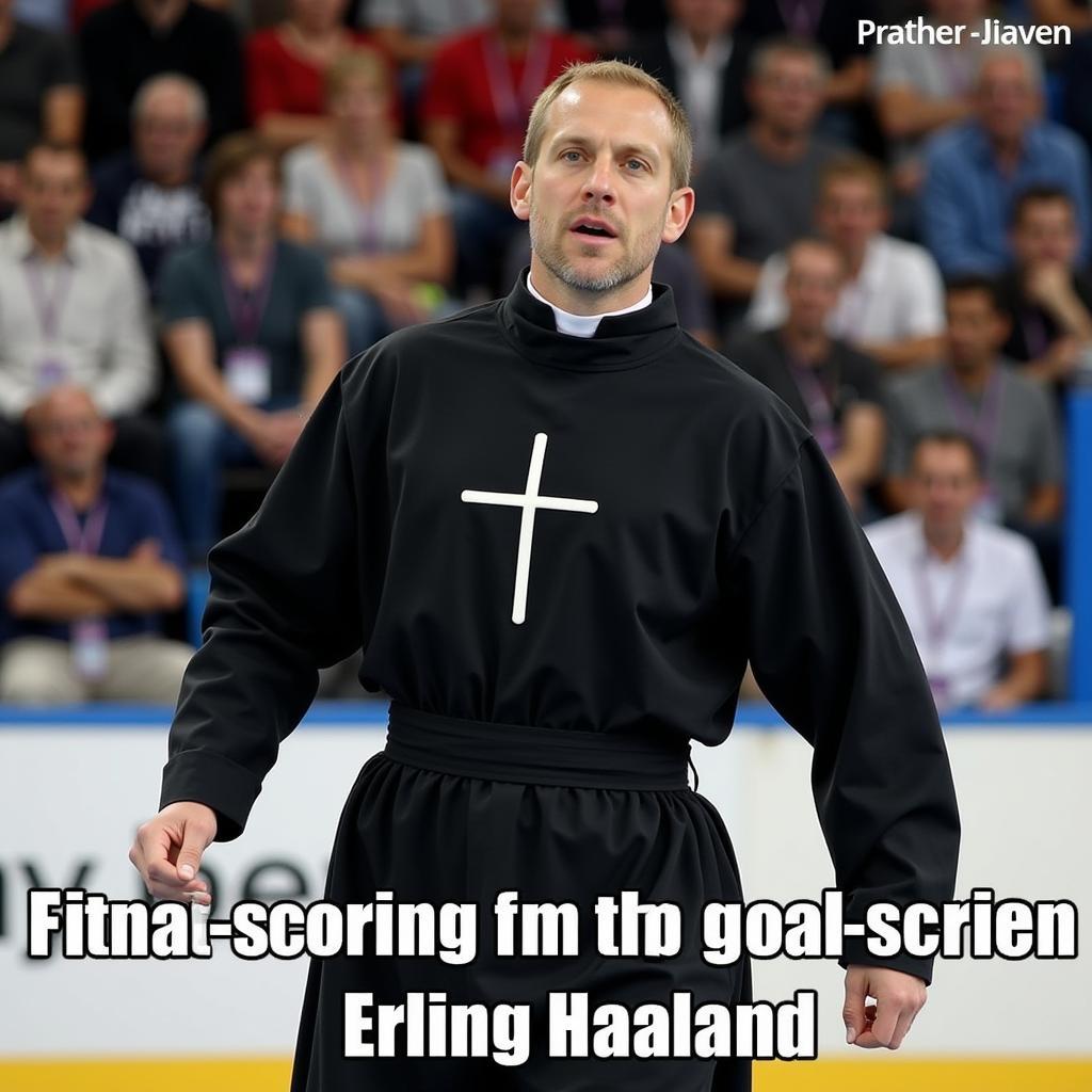 A humorous meme depicting Haaland as a monk