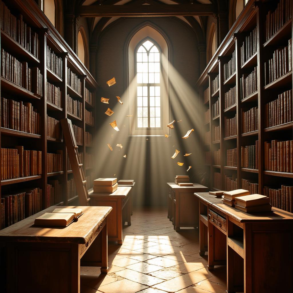 Ancient library in a Benedictine monastery