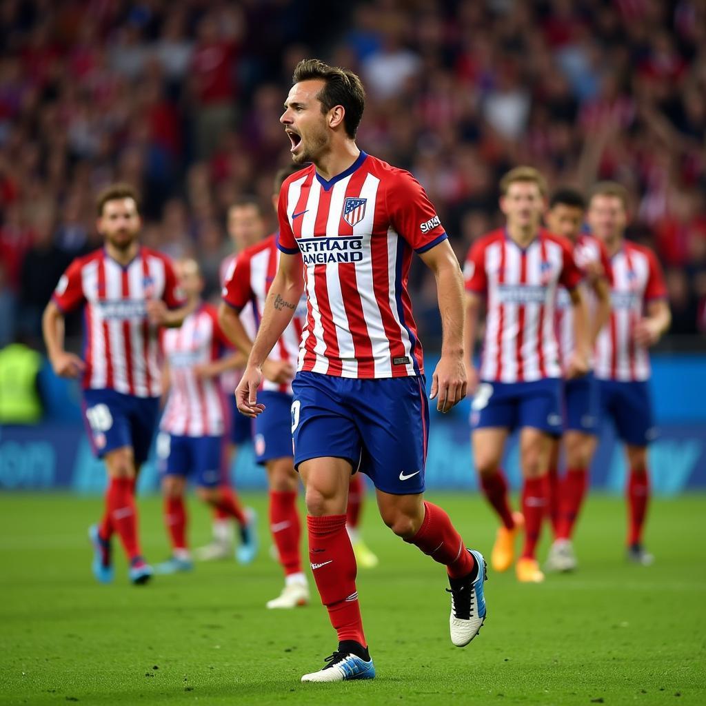 Antoine Griezmann celebrates a goal for Atletico Madrid in 2016.