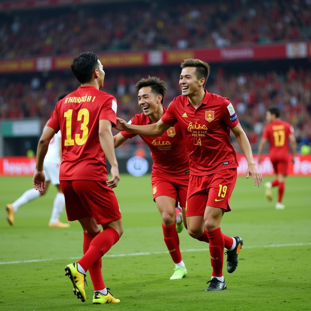 Binh Phuoc FC player celebrating a goal