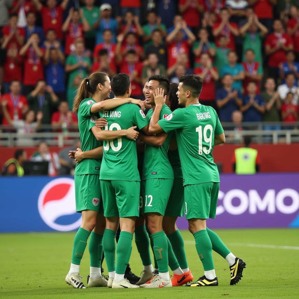 Bui Tien Dung celebrating after a penalty save in the AFC U23 Championship