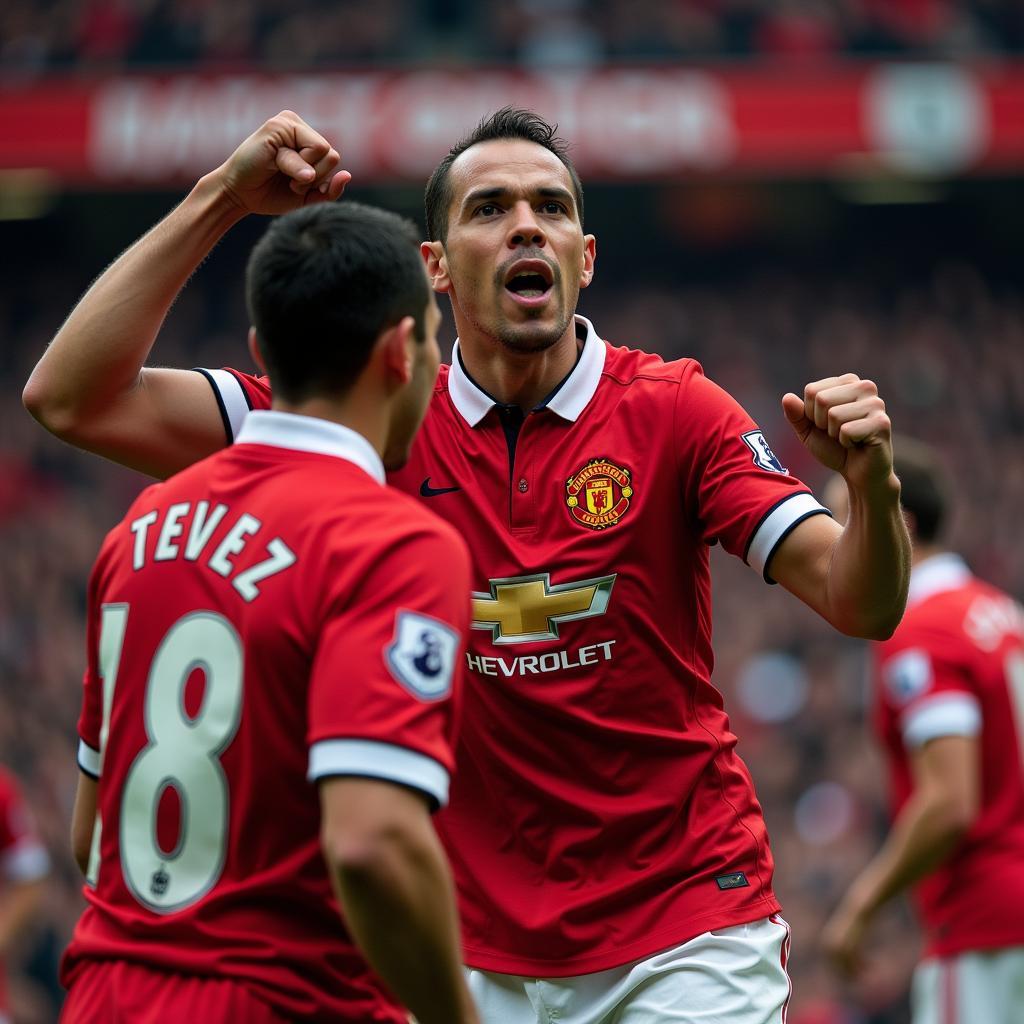 Carlos Tevez in a Manchester United Jersey