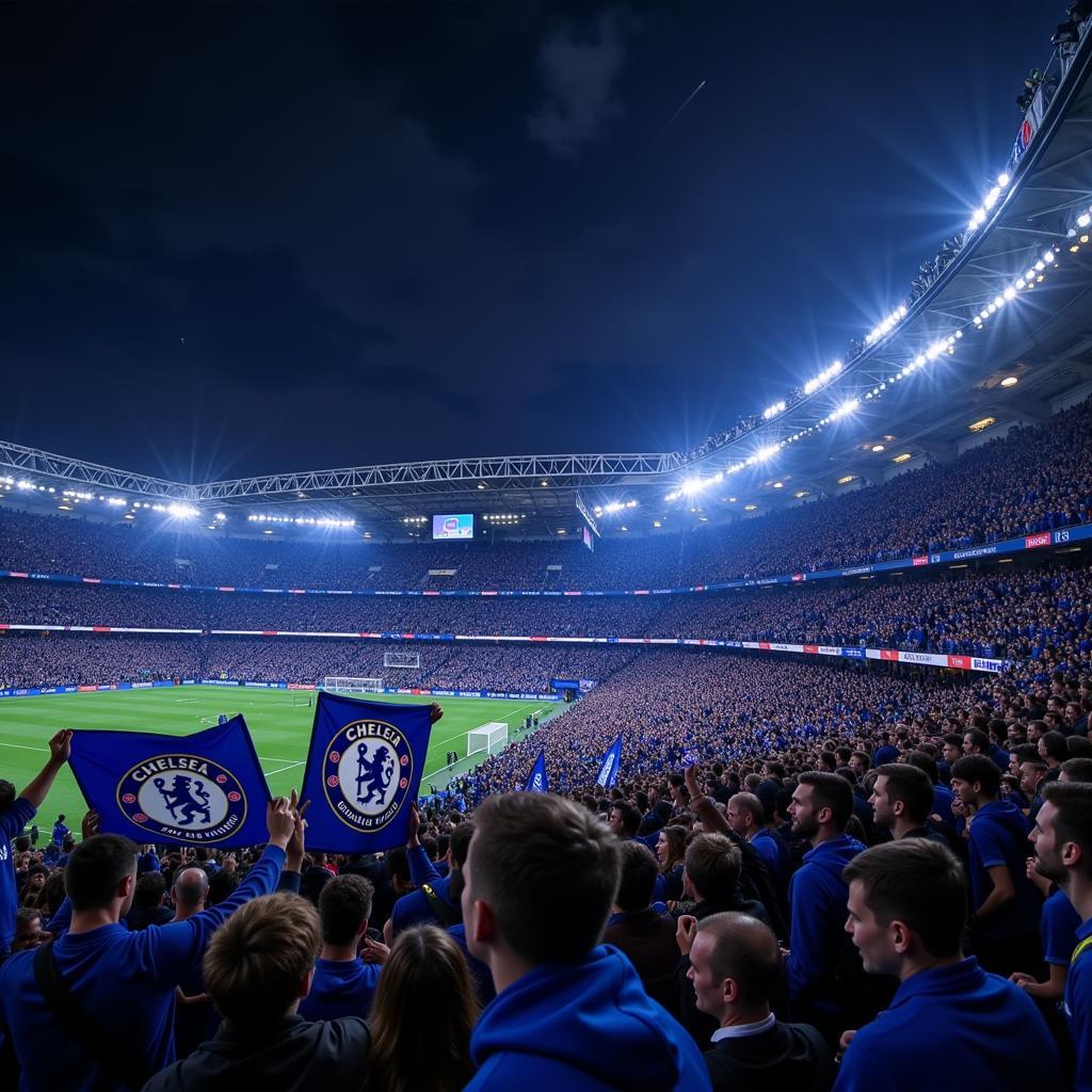 Chelsea fans celebrating a goal