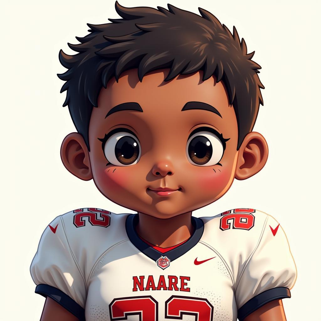 A chibi football player in a customized jersey.