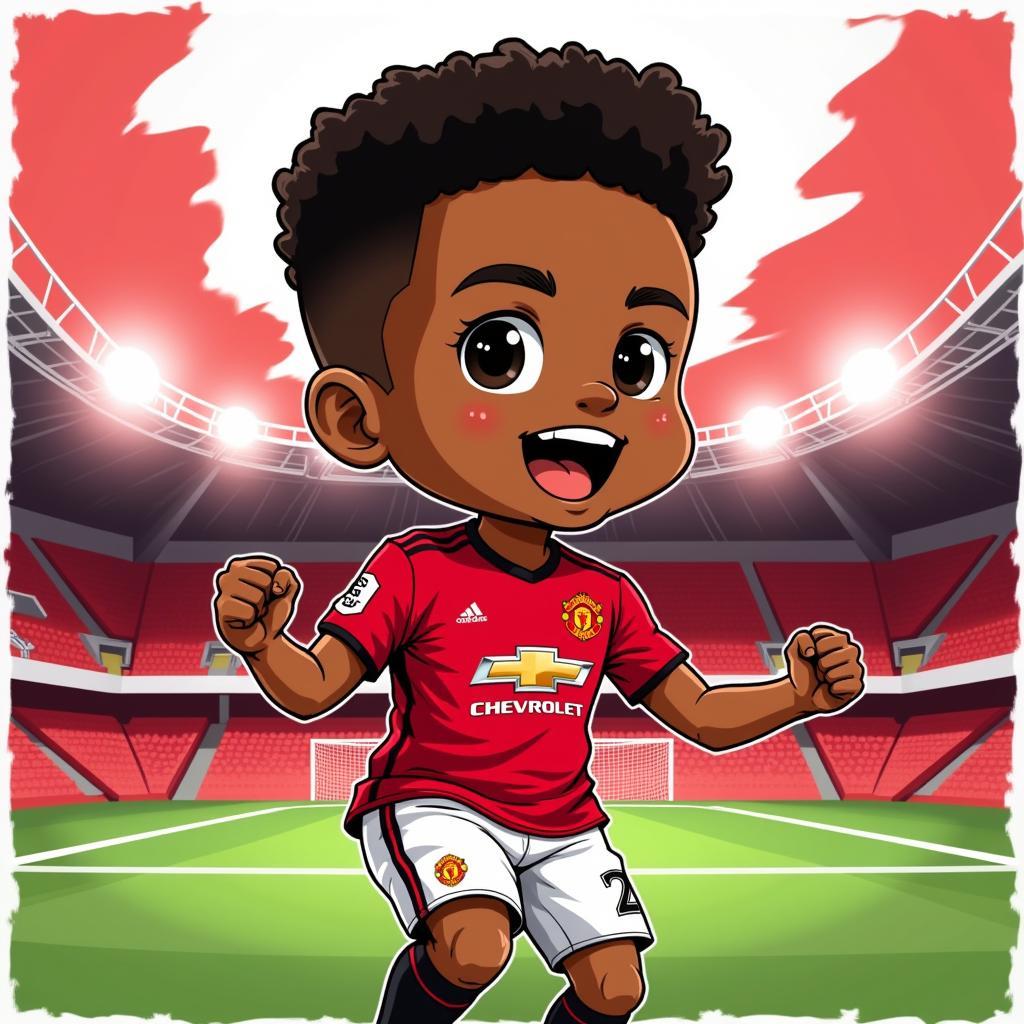 Marcus Rashford Chibi Scoring a Goal