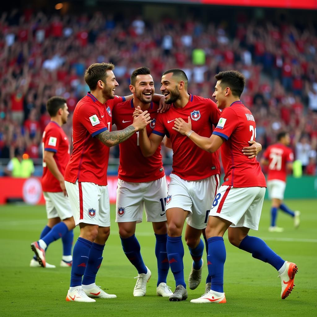 Chilean Football Team Celebrating a Goal