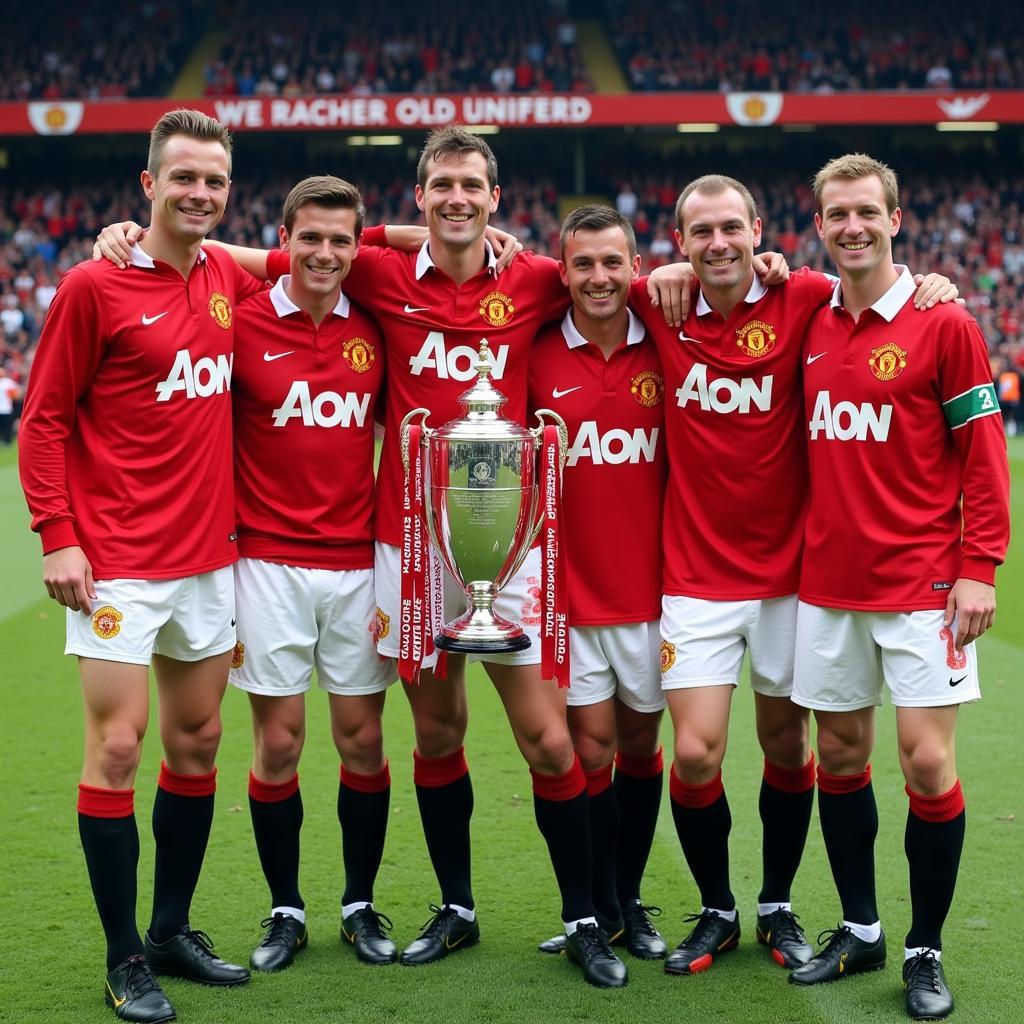 The Class of '92 celebrating a trophy win.