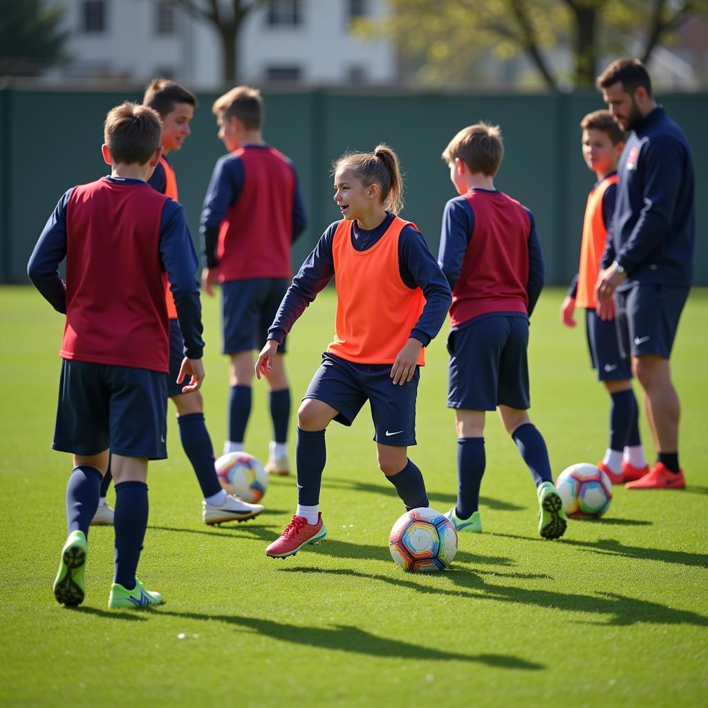 Young players training at a club's youth academy