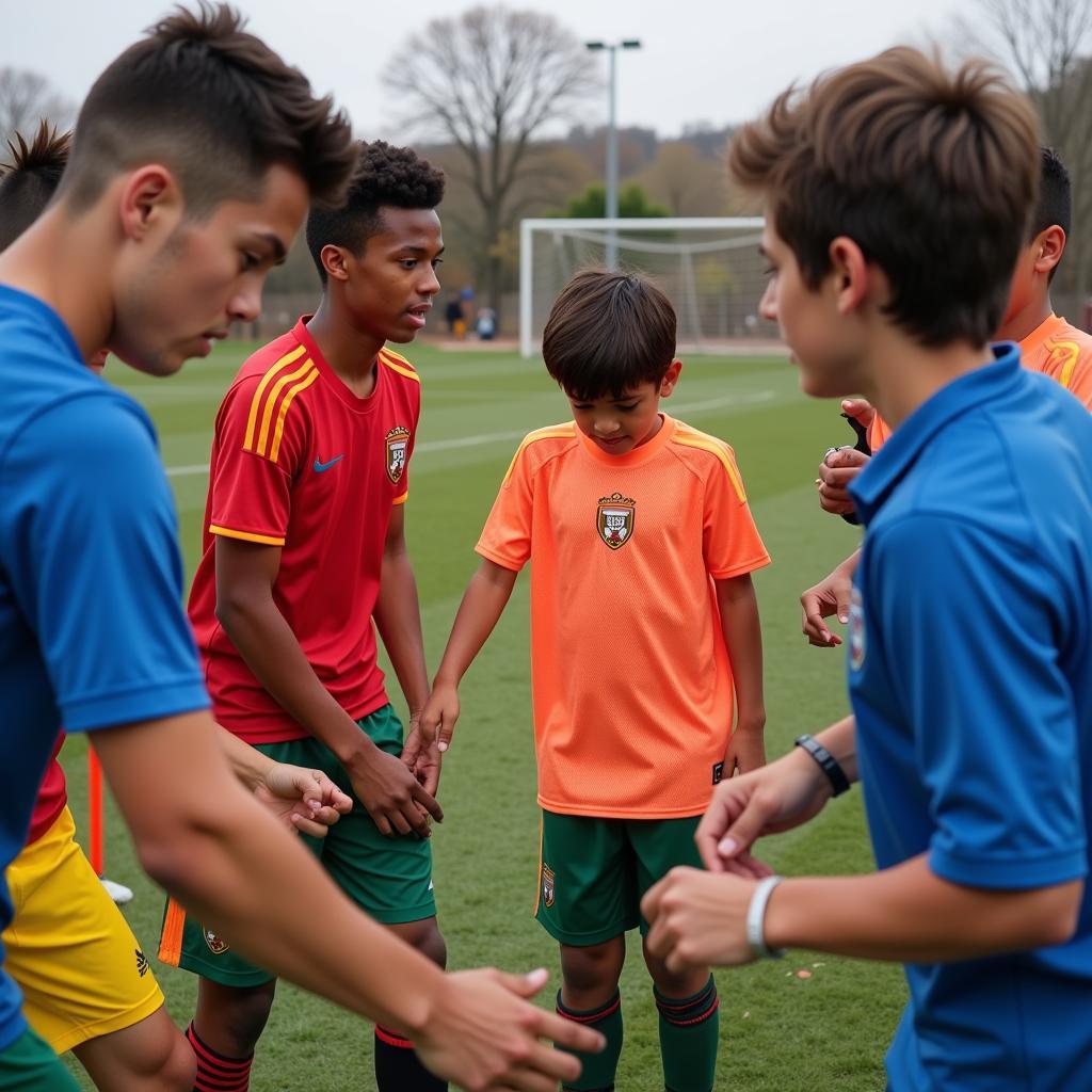 Cristiano Ronaldo Jr. with his teammates