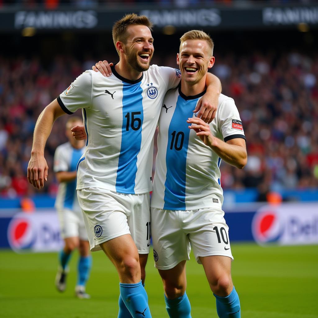 De Bruyne and Haaland Celebrating a Goal