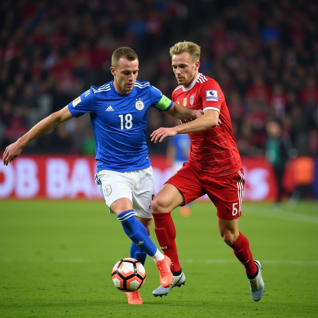 De Bruyne passes to Haaland during a match