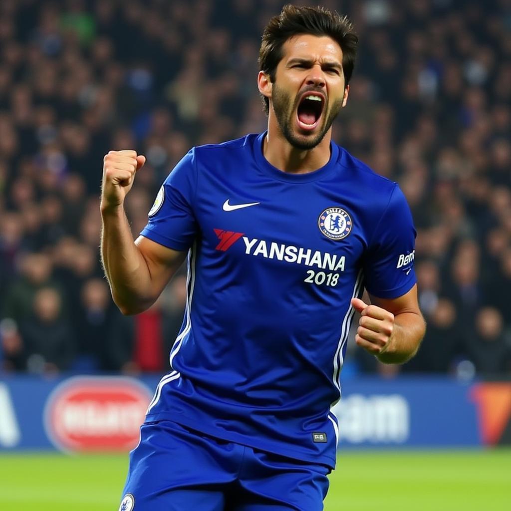 Diego Costa celebrating a goal for Chelsea in the 2015 season