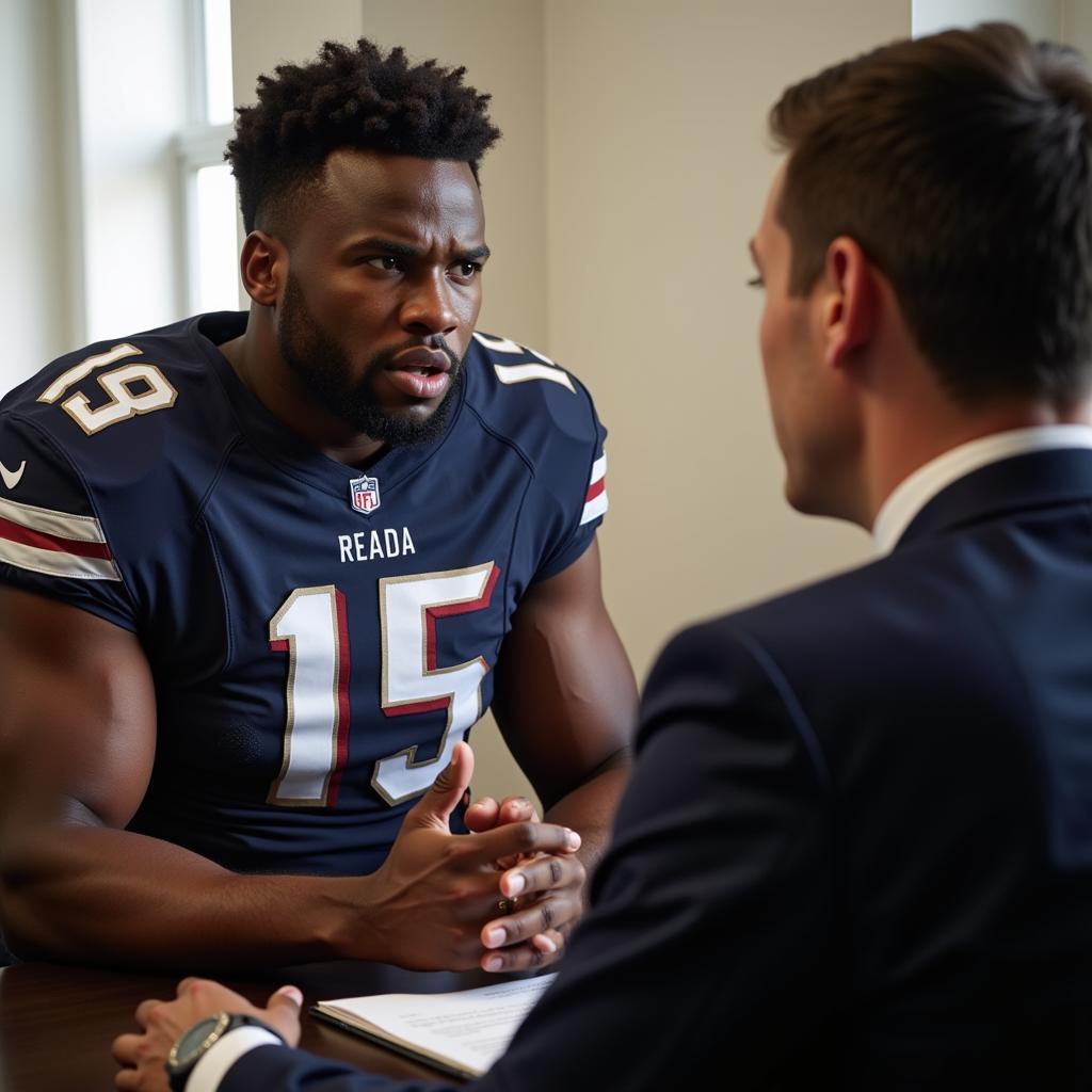 Football Player and Agent Discussing a Dispute