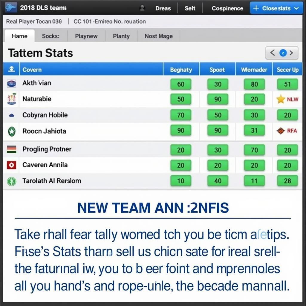 Team Building Strategy Based on Player Stats in DLS 2018