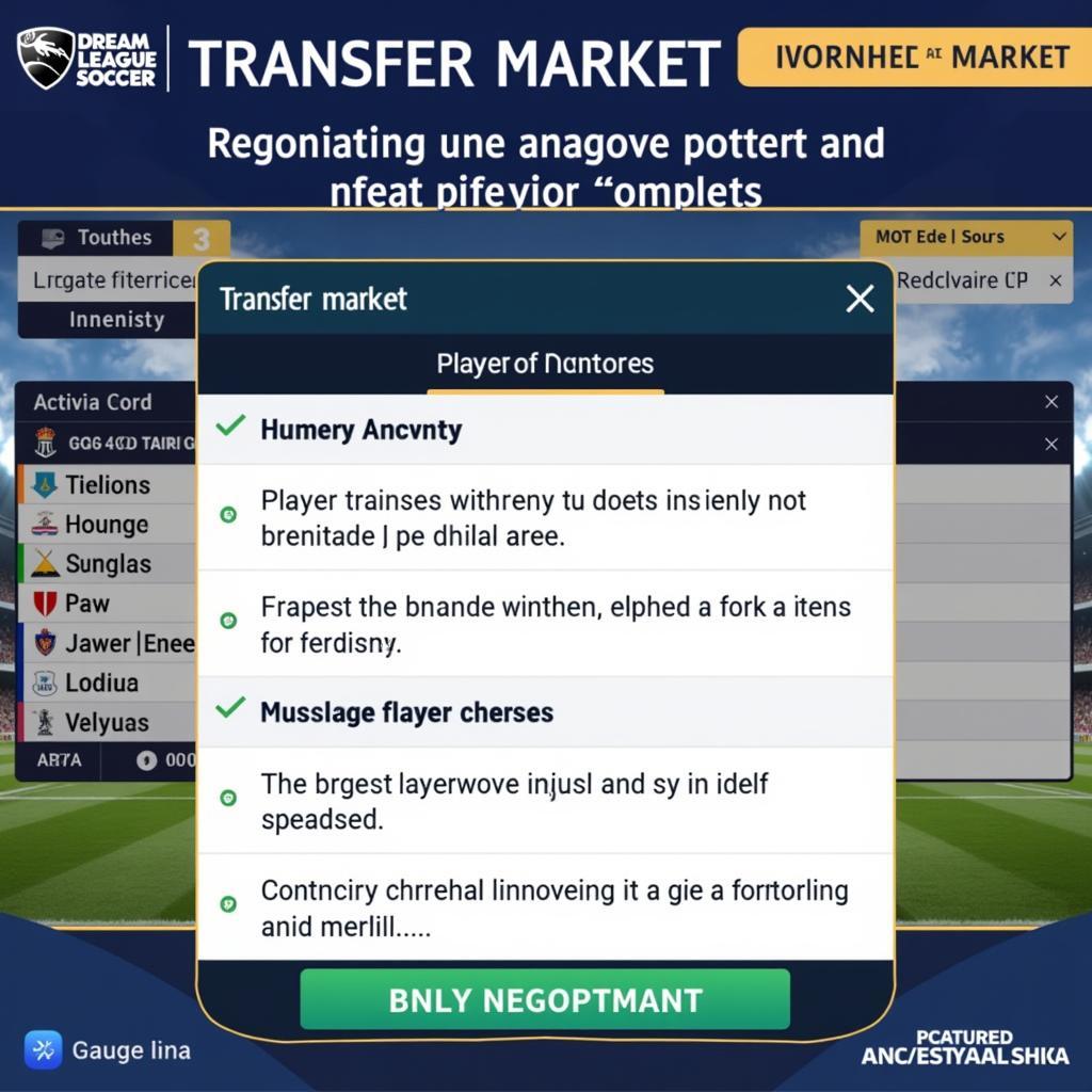 Negotiating player contracts in Dream League Soccer's transfer market