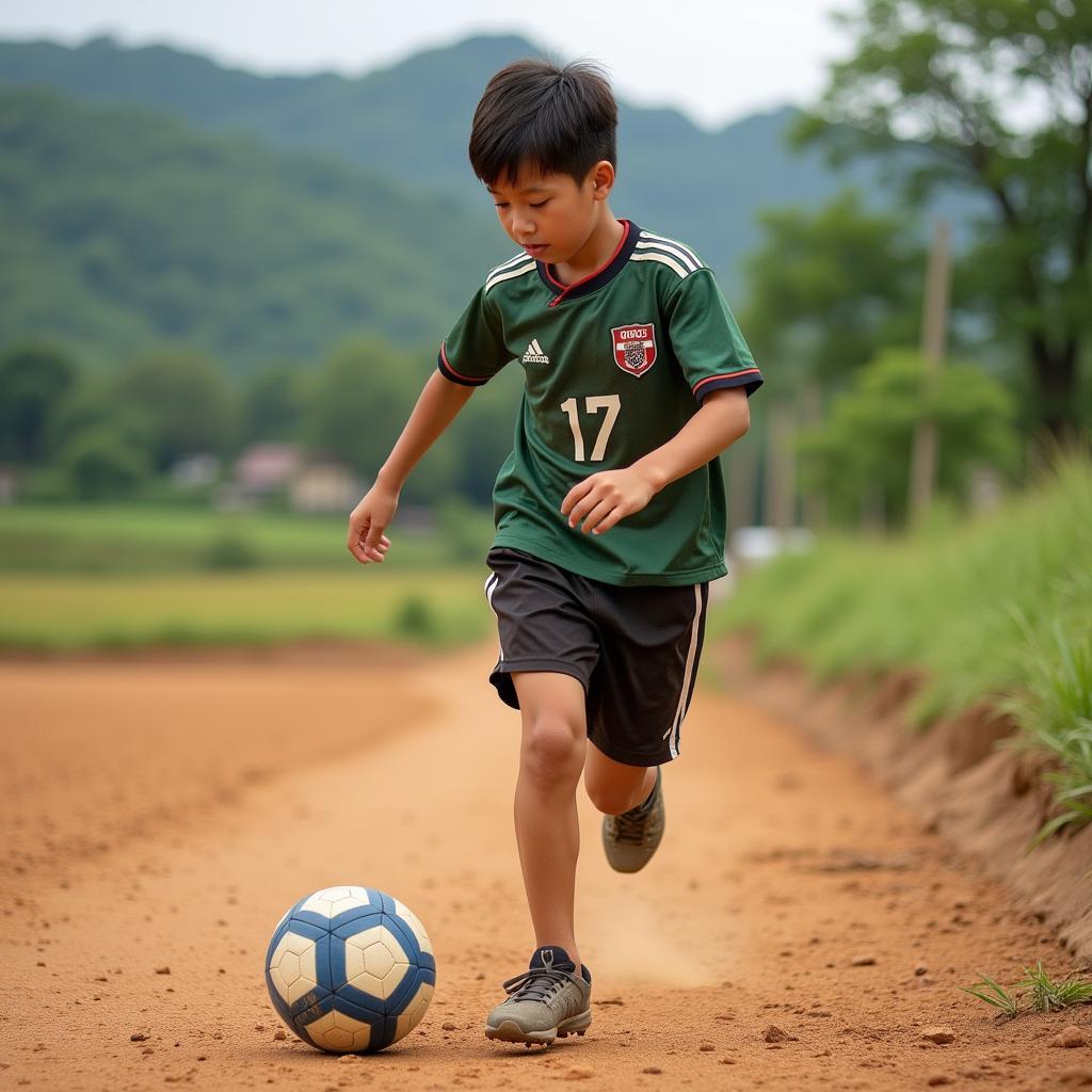 Dong Van Dao in his early years playing football