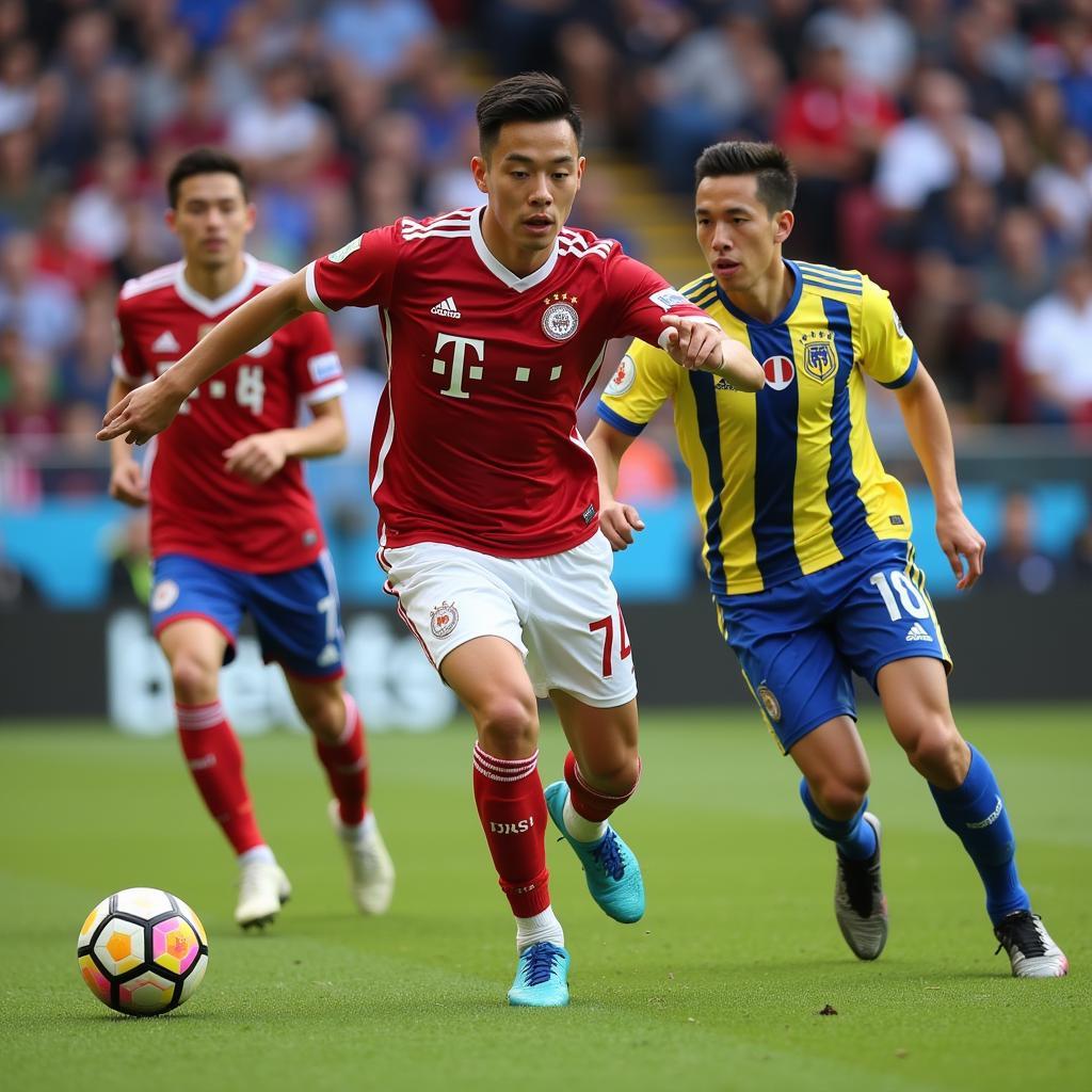 Dustin Yang showcasing his impressive dribbling skills during a youth match