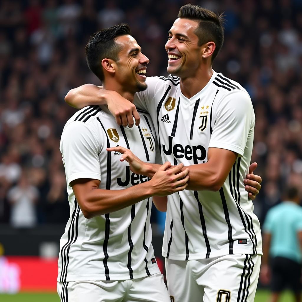 Dybala and Ronaldo celebrating a goal for Juventus