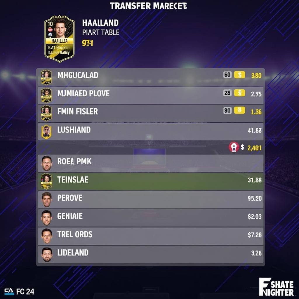 Using the bid function on the EA FC Transfer Market to acquire Haaland 87