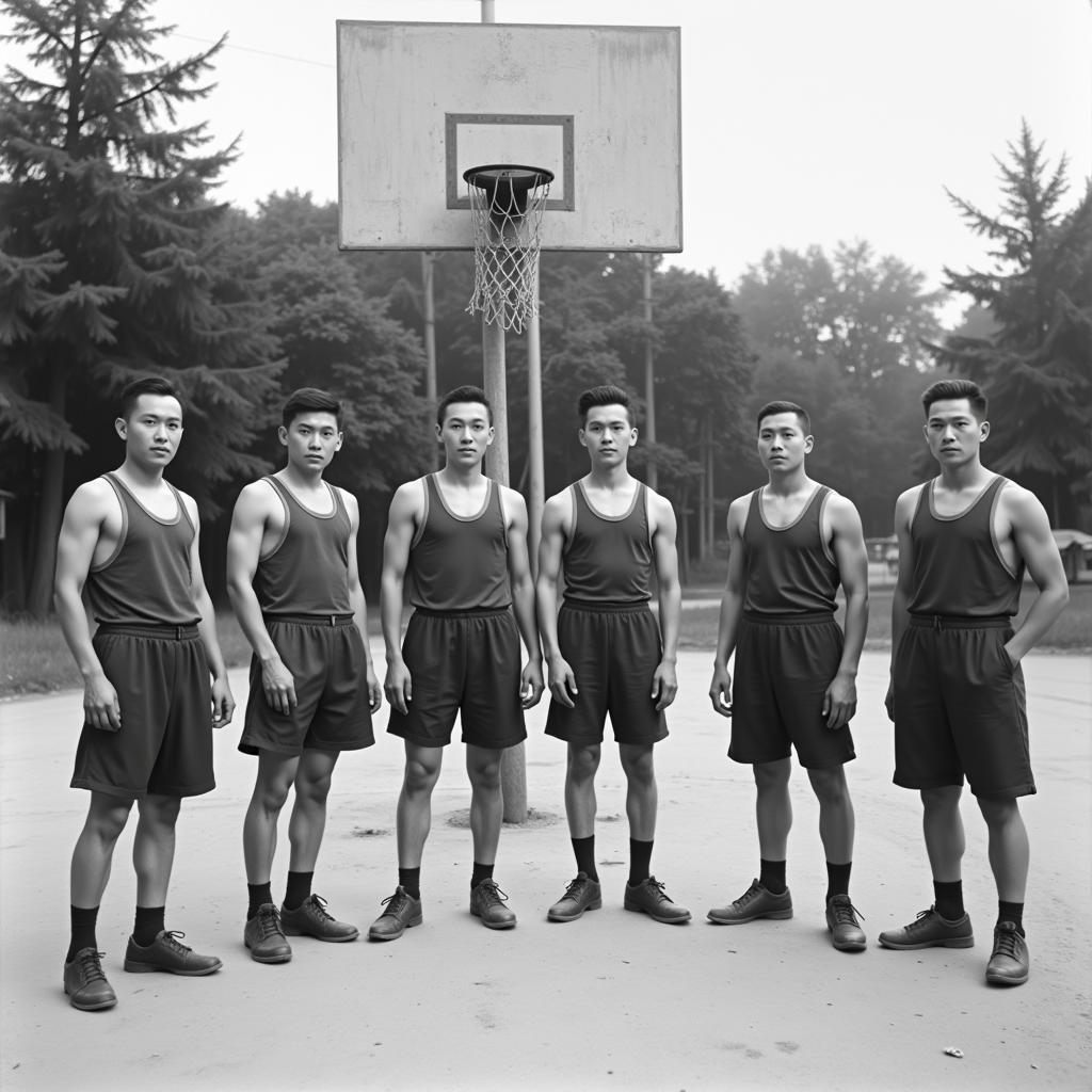 Early Chinese Basketball Teams in Action