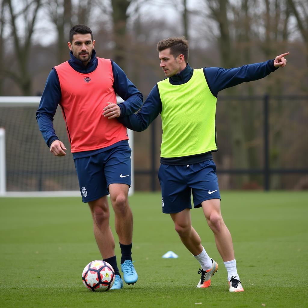 English Footballers Performing Training Drills