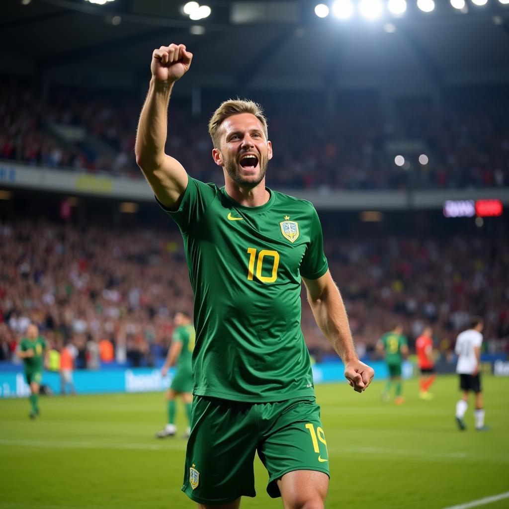 Erling Haaland celebrating a goal after scoring