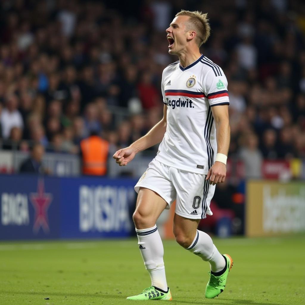 Erling Haaland celebrates a goal after posting a pre-game tweet.