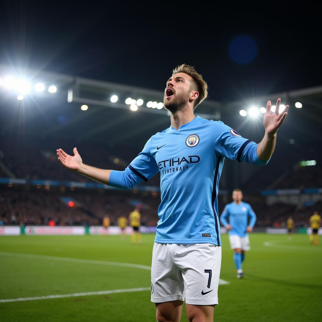 Erling Haaland celebrating a goal for Manchester City