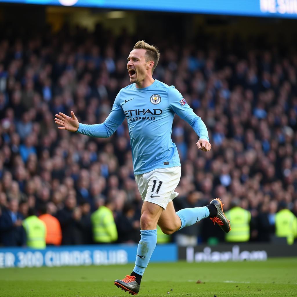 Erling Haaland celebrating a goal for Manchester City