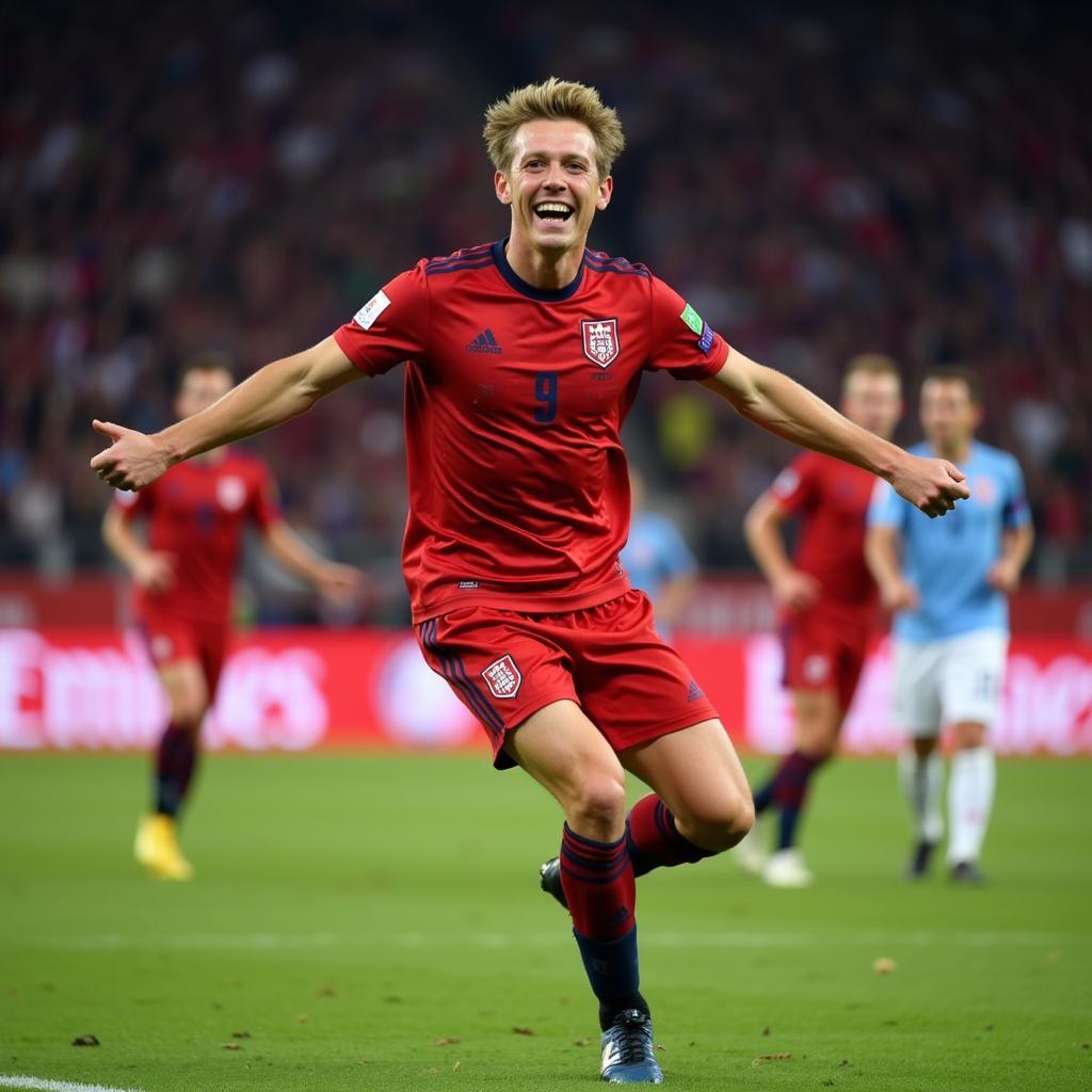 Erling Haaland celebrating a goal for Norway