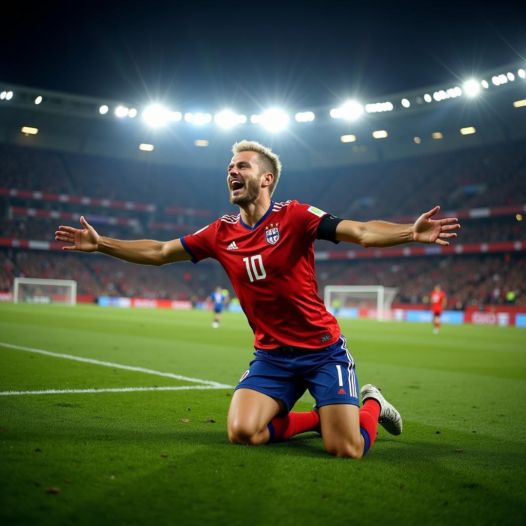 Erling Haaland celebrating a goal for Norway