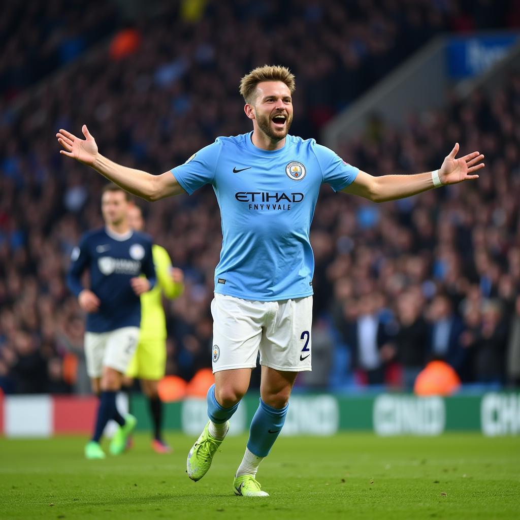 Erling Haaland celebrating a goal in the Premier League during the 2022/23 season