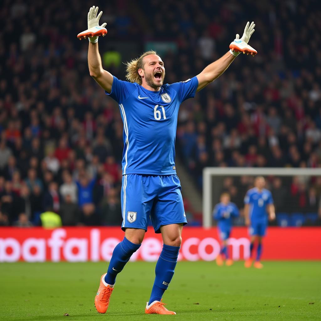 Erling Haaland celebrating a goal, his Nike boots visible, showcasing his success and the boots' contribution.