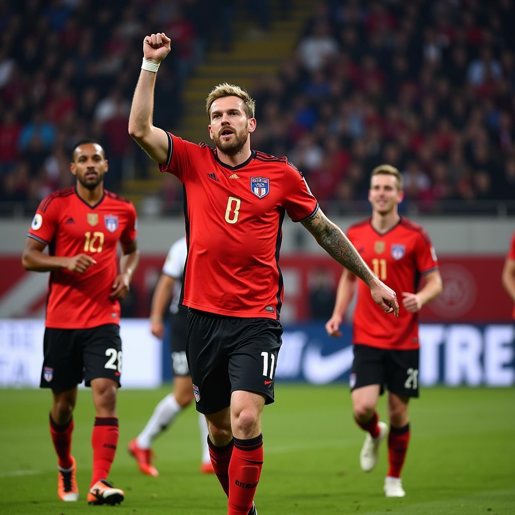 Erling Haaland celebrating a Champions League goal